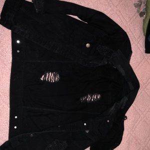 Black distressed jean jacket